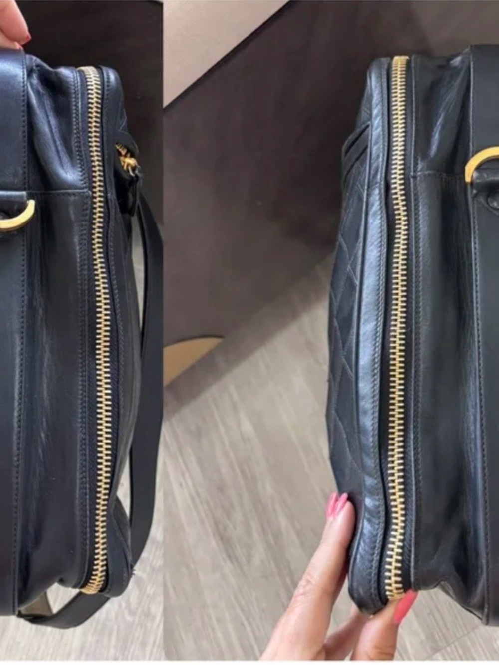 CHANEL Black Quilted Leather Shoulder Bag with Zipper - Picture 12 of 15